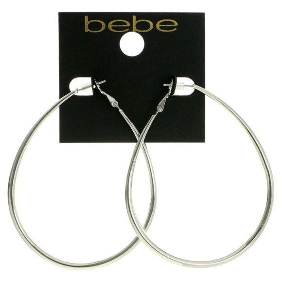 Bebe silver ultra-light teardrop hoop earrings - Picture 2 of 5